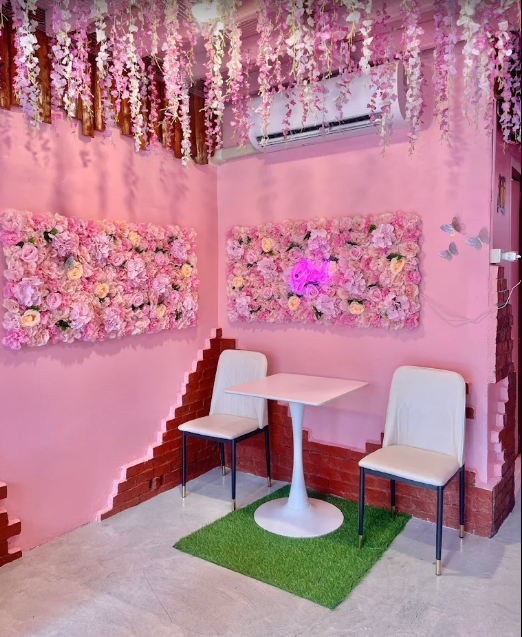 Flower wall seating corner
